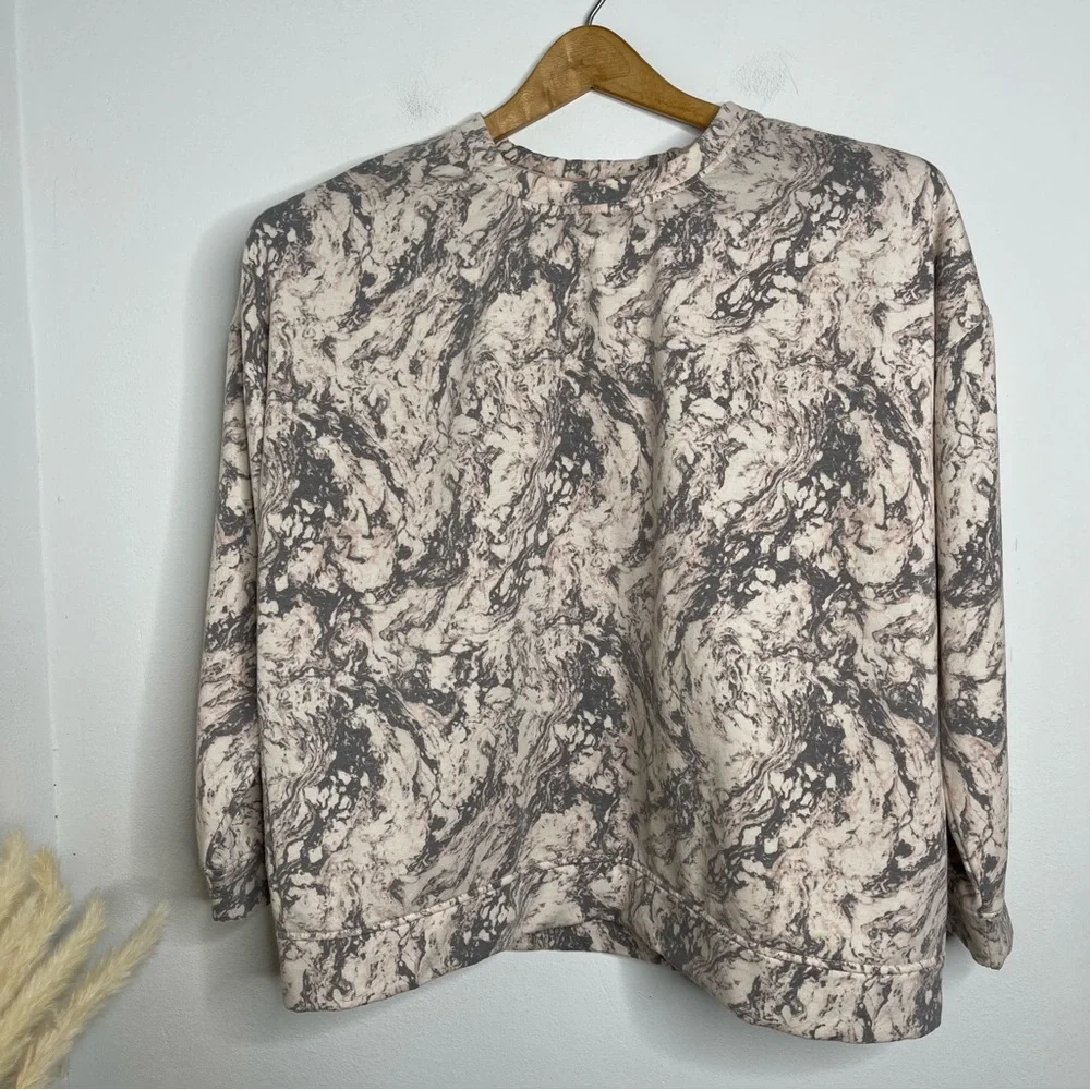 H Halston Studio Sweatshirt & Pants 2Pc Set Blush Marbled Sz M Match Lounge Set